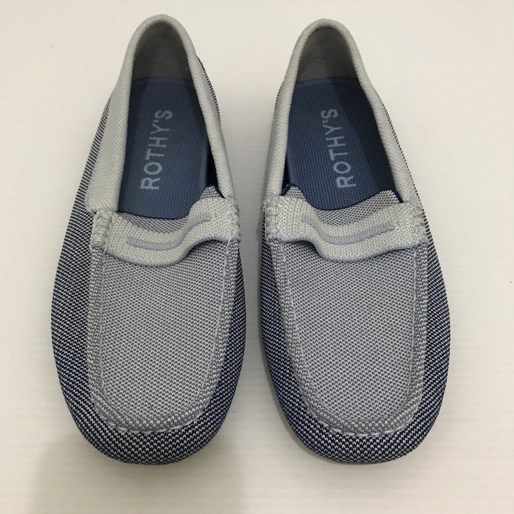 Rothy's Two-Tone Light Gray and Navy Knit Loafers